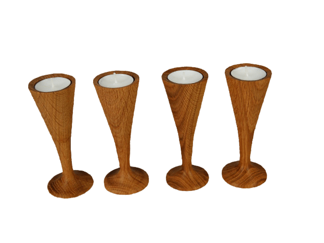 Wooden candle holders.
